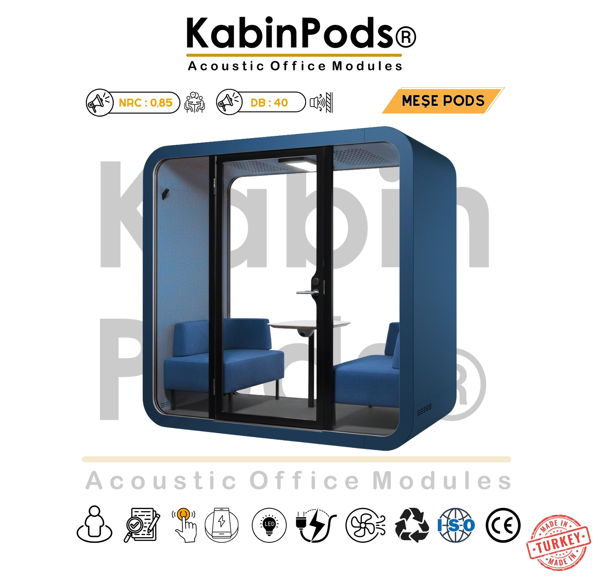 Meşe Toplantı Kabini üstten görünüm ve havalandırma detayları